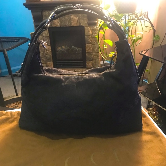Gucci Handbags - Gucci Horsebit GG Monogram Canvas Medium Hobo Bag